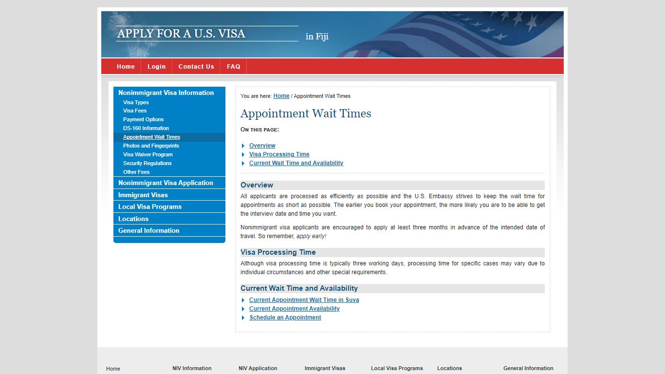 Apply for a U.S. Visa | Appointment Wait Times - Fiji (English)